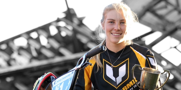 Amy Martin at the family business scrap metal yard in Whakatu which epitomises her
fortitude before she jets off to the world champs in the Netherlands in July. Photo/Duncan Brown
