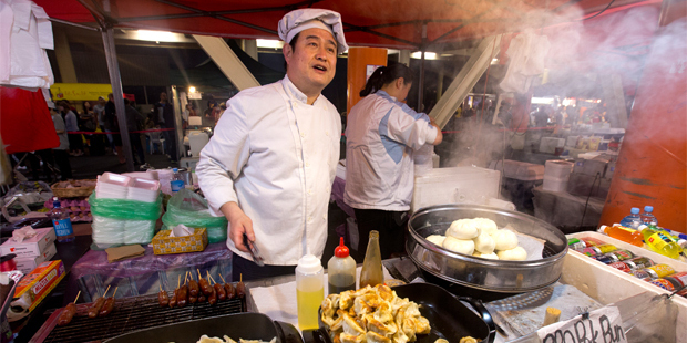 Food stalls make up two-thirds of the Glenfield market and their cheap prices are popular with customers. Photo / Dean Purcell