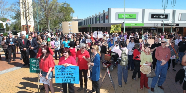 A protest against legal highs in the Hasting CBD, as locals mobilised against the drugs. Photo/File