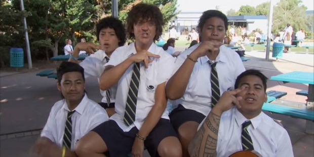 Comedian Chris Lilley (centre) plays the title role of Jonah in the Australian comedy.