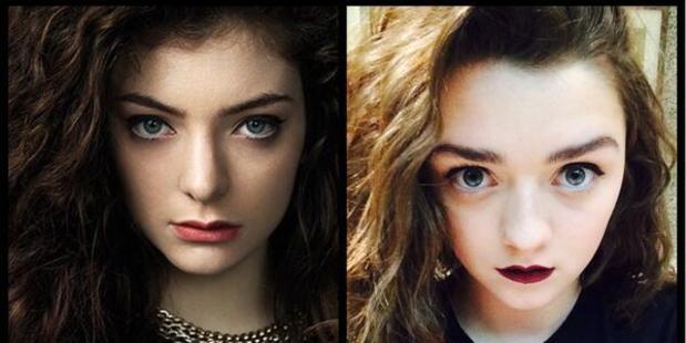 Game of Thrones' Maisie Williams mimicking Lorde's look. Photo/Twitter.