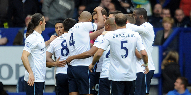 Manchester City are in the box seat thanks to a superior goal difference over Liverpool. Photo / AP