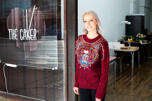 Jordan Rondel outside her new premises on K Rd, The Caker. Photo / Babiche Martens.
