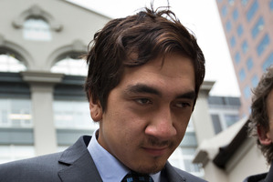 Korotangi Paki, son of the Maori King Tuheitia, leaves the Auckland District Court. Photo / Brett Phibbs