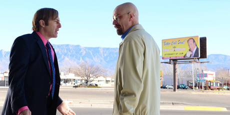 Bob Odenkirk (left) says Breaking Bad, in which he starred with Bryan Cranston, made him a viable prospect financially. Photo / AMC