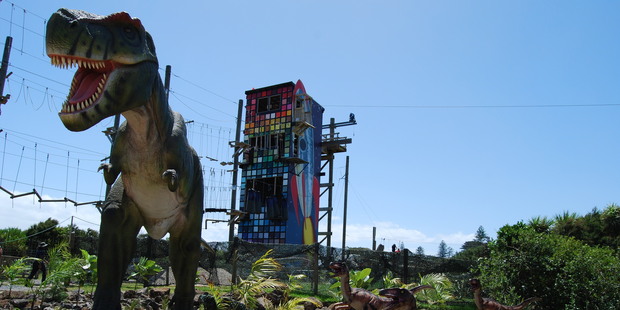 Animatronic dinosaurs at the Dinosaur Kingdom, opened at Butterfly Creek. Photo / Katie Cameron