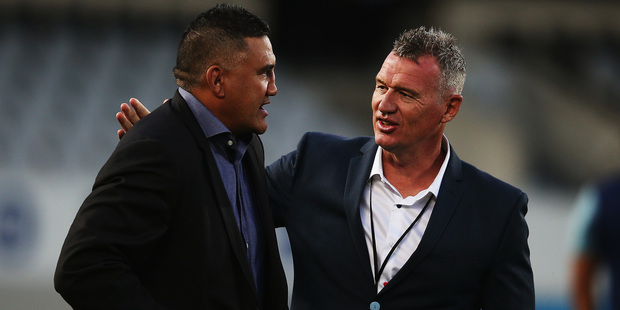 Jamie Joseph, left, and Sir John Kirwan won't be the only coaches with squeaky bums this weekend. Photo / Getty Images