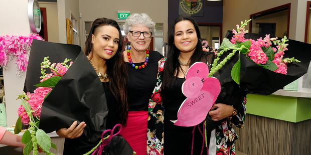 MasterChef winners Karena (left) and Kasey Bird were thrilled with the crowd that turned out to see them on the tour of Te Puke organised by Di Leach