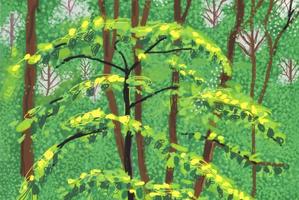 David Hockney's iPad drawing 'The Arrival of Spring in Woldgate, East Yorkshire', from the Annely Juda Fine Art gallery. Photo / AP