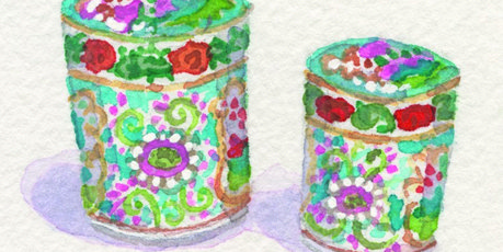 Antique pots by Clare Grove.