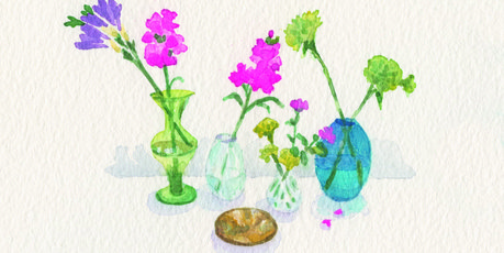 Glass vases by Clare Grove.