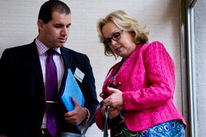 Judith Collins, seen here with MP Jamie-Lee Ross during the National Party Northern Convention at the weekend, is switching off Twitter. But for how long? Photo / Dean Purcell