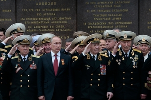 Vladimir Putin addressed jubilant crowds in Sevastopol, Crimea, in a visit condemned by the Ukraine. Photo / AP