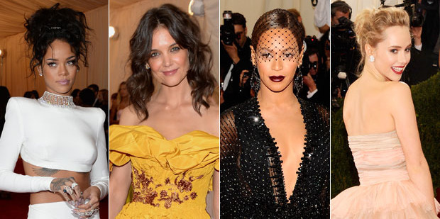 Rihanna, Katie Holmes, Beyonce and Suki Waterhouse at the Met Gala.
Photo / AP