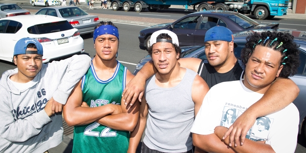 Siale Kala (left), Simione Maamaloa, Viliami Maamaloa, Paul Taulava and Sione Maamaloa tried to help the dying cyclist. Photo / Richard Robinson