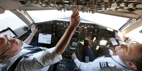 American Airlines pilots prepare a Boeing 757 for its last takeoff. Photo / AP