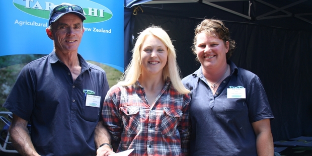 Arlene Sangster, centre, with tutors Kevin Mitchell and Pip Jobe.