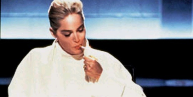 Sharon Stone in that controversial scene from Basic Instinct.