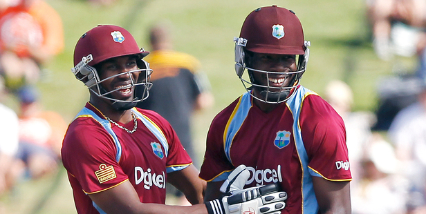 Bravo and Kirk Edwards hit 106 and 123 not-out respectively, sharing a record-setting 211-run fourth wicket stand. Photo / Christine Cornege
