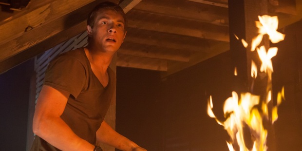 Josh (Chris Tempest) checks on the chaos he has created after blowing up the Warner bach in the 'Shortland Street' cliffhanger.