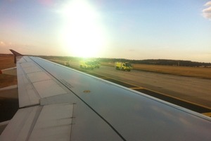 A passenger's picture taken aboard flight ANZ726, which suffered an engine failure this morning on take-off. Photo / Supplied