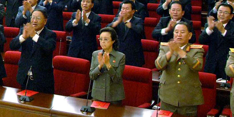 Kim Kyong Hui, front row center, the aunt of North Korean leader Kim Jong Un, has died. Photo / AP