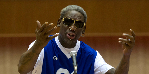 Dennis Rodman sings Happy Birthday to North Korean leader Kim Jong Un. Photo / AP