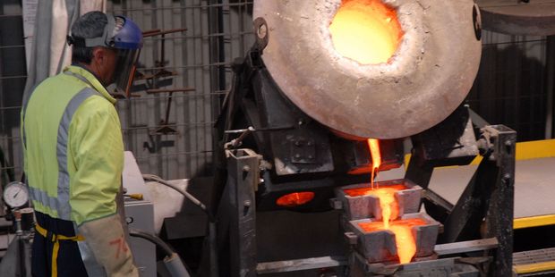 A 'gold pour' at Newmont Waihi Gold. Photo / APN
