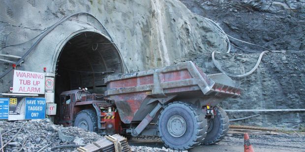 Truck heads underground at OceanaGold Heritage and Art Park at Macraes Flat, East Otago.