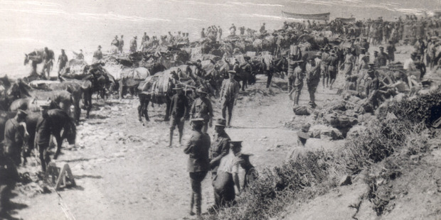 New Zealand and Australian troops at Gallipoli after the invasion by Anzac troops during World War 1. Photo / File