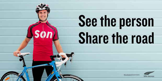 The Transport Agency's 'See the person, share the road' campaign will initially run in four main centres.