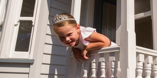 Charlotte Kynoch in the house her father Matt built. Photo / Jason Dorday