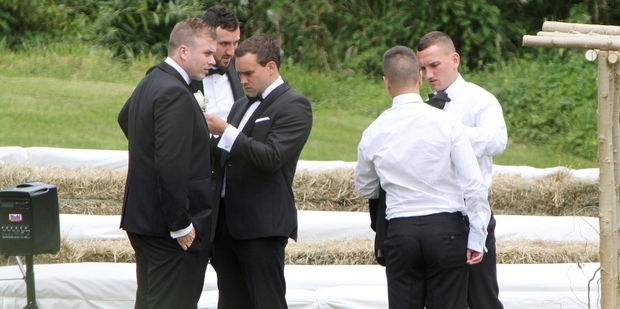 Aaron Cruden and his groomsmen get ready for the big occasion.