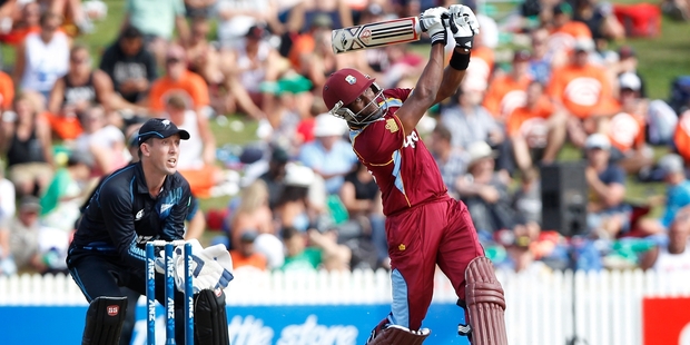 Captain Dwayne Bravo played a major part in the West Indies' sizzling win at Seddon Park on Wednesday, hitting 106 runs off 81 balls to put his seal on the ODI series. Photo / Christine Cornege
