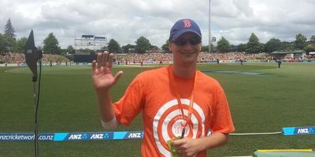 Michael Morton took a one handed catch today that won him $100,000. Photo / BlackCaps