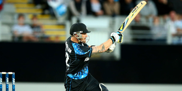 Brendon McCullum of New Zealand bats during the first T20 between New Zealand and the West Indies. Photo / Getty Images
