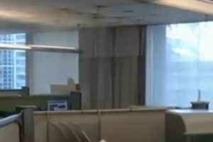 An image showing 'human waste' raining down in the office of a Chicago advertising agency. Photo / YouTube
