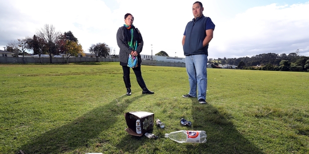 Otangarei Neighbourhood Safety Panel members Karlene Joyce-Livingstone and Marcelle Kaipo, at the park with no name, want to see Otangarei's public facilities brought up to the standard other suburbs have. Photo/John Stone