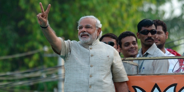 Narendra Modi trounced the left. Photo / AP