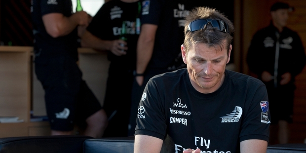 Brett Phibbs' poignant image of Dean Barker after Team NZ's final defeat.