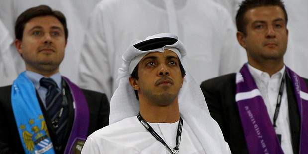 Manchester City owner Sheikh Mansour bin Zayed Al Nahyan watches a match earlier this season. Photo / Getty Images.