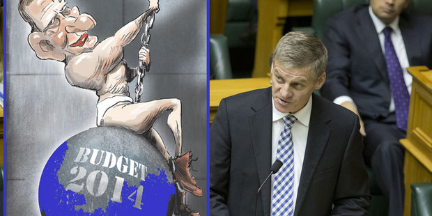 Finance Minister Bill English reading his Budget 2014 in Parliament.