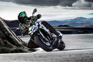 Kawasaki's Z1000 laps up corners.