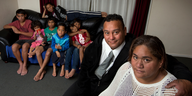 Nelson and Marama Harris with their children. Photo / Brett Phibbs