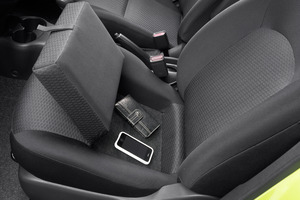 The Nissan Micra has a handbag holder in the front passenger seat.