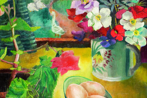The Bloomsbury Cookbook. Eggs on a Table, Tidmarsh Mill, by Dora Carrington.