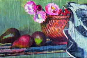 The Bloomsbury Cookbook. Still Life with Pears and Everlasting Flowers, by Vanessa Bell.