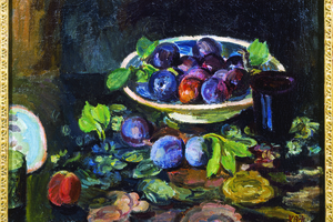 The Bloomsbury Cookbook. Still Life of Plums, by Vanessa Bell.