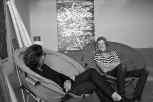 Paul Serville and artist Judy Millar. Picture / Andrew O'Toole