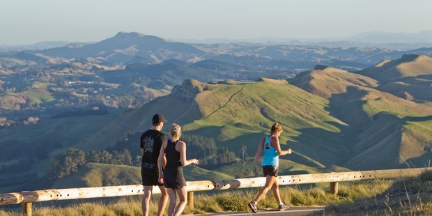 People made the most of the sunshine yesterday to take a walk up Te Mata peak. Photo/Glenn Taylor